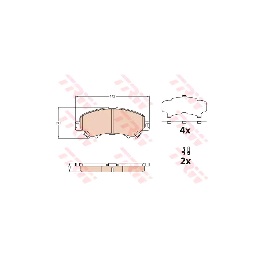 TRW Gdb3631 Brake Pad Set Prepared For Wear Indicator With Accessories