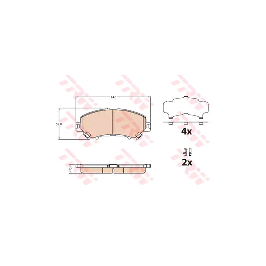 TRW Gdb3631 Brake Pad Set Prepared For Wear Indicator With Accessories