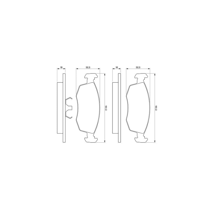 Bosch 0986469070 Brake Pad Set With Anti Squeak Plate With Piston Clip BP741