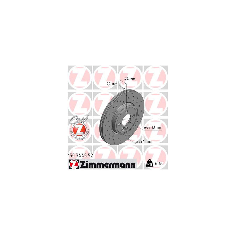 ZIMmERMANN SPORT COAT Z 150 3445 52 Brake Disc Internally Vented Perforated Coated High carbon