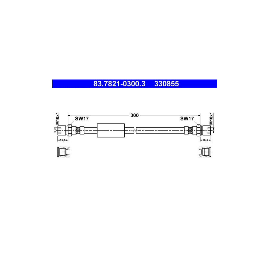 ATE 83 7821 0300 3 Brake Hose for VW LT 300Mm