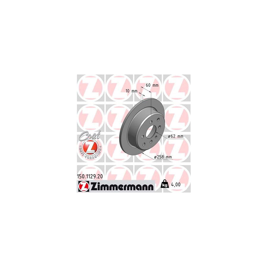 ZIMmERMANN COAT Z 150 1129 20 Brake Disc for BMW 3 Series Solid Coated