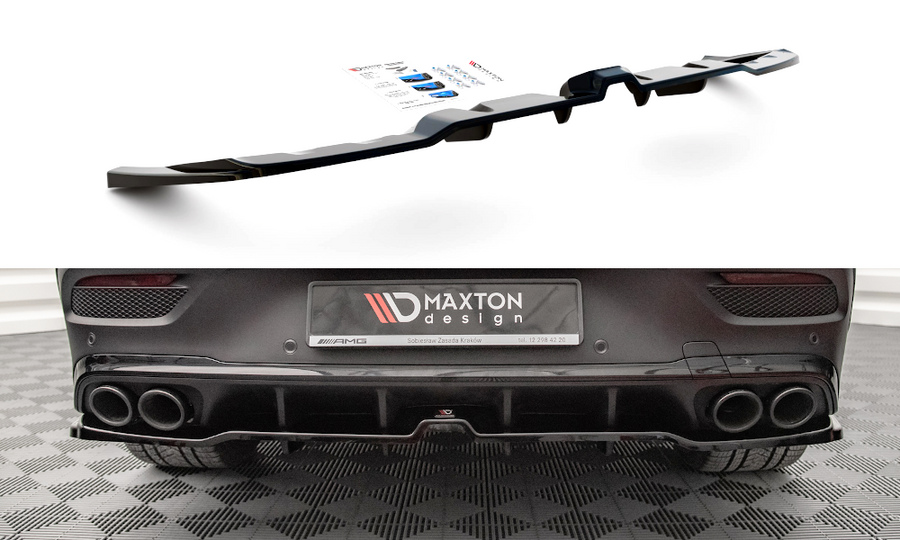 Maxton Design ME-GLE-C167-AMG-RD1T+RD2T Central Rear Splitter (with vertical bars) Mercedes Benz GLE-Class Coupe C167 | Duco Car Parts UK Car Parts