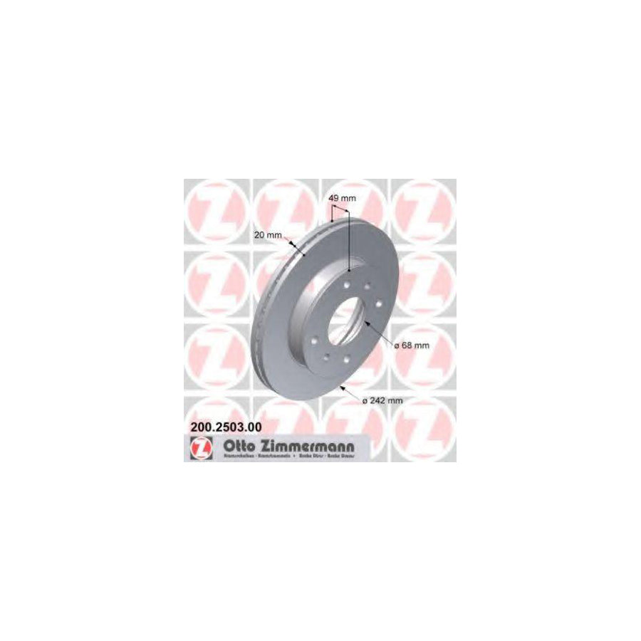 ZIMmERMANN 200 2503 00 Brake Disc for NISSAN PRIMERA Internally Vented