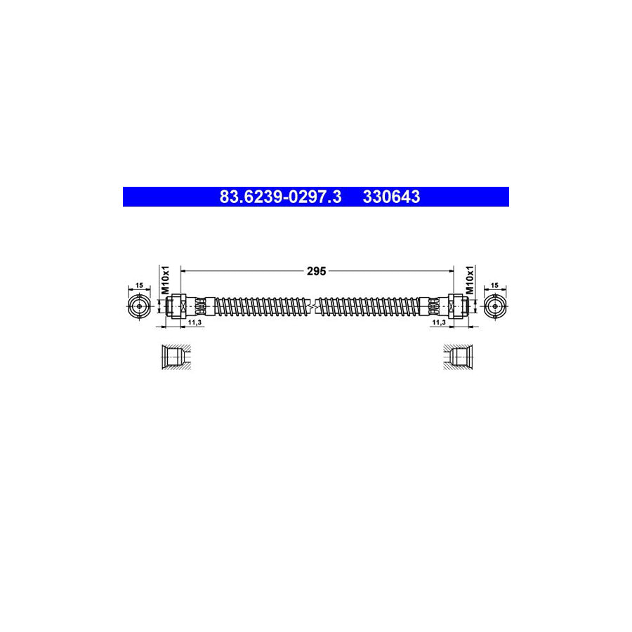 ATE 83 6239 0297 3 Brake Hose 295Mm