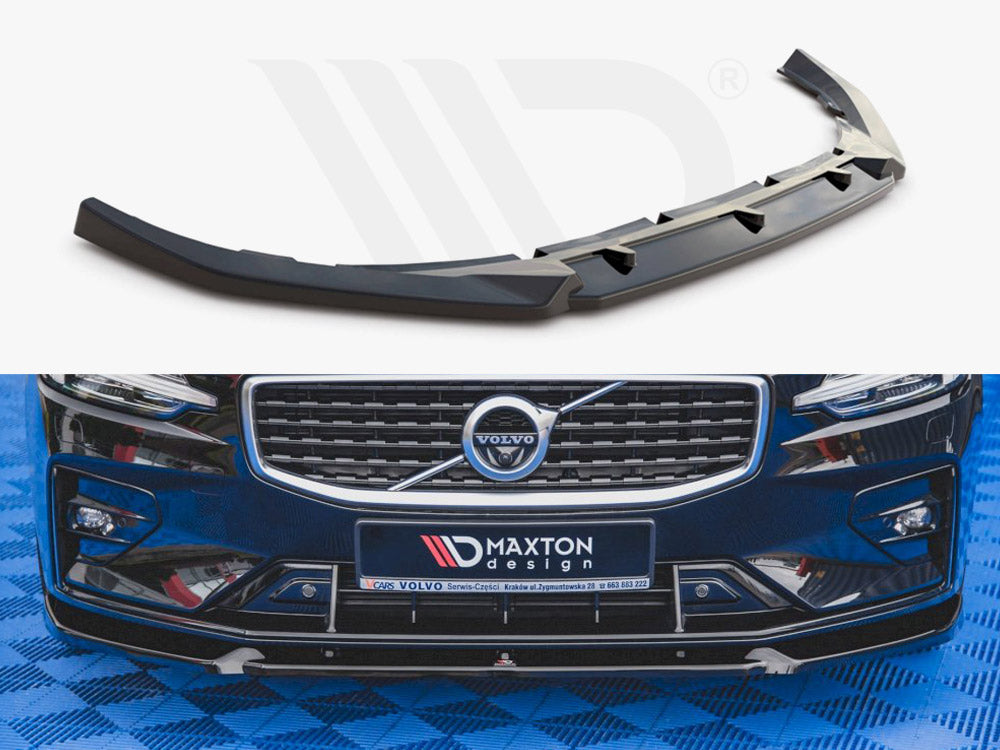 Maxton Design VO-S60-3-RDESIGN-FD1T Front Splitter V.1 Volvo S60/v60 R-design MK3 (2018-) | Duco Car Parts UK Car Parts
