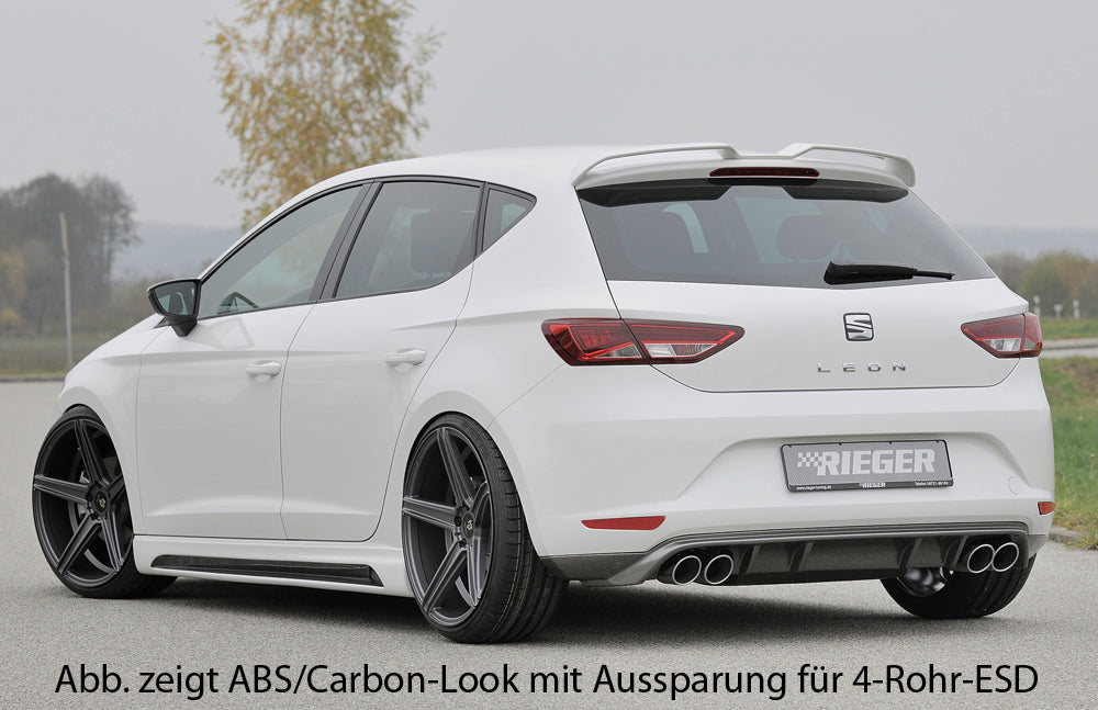 Rieger 00088069 SEAT 5F Leon Rear Diffuser for Twin Tailpipe Centre - Glossy Black