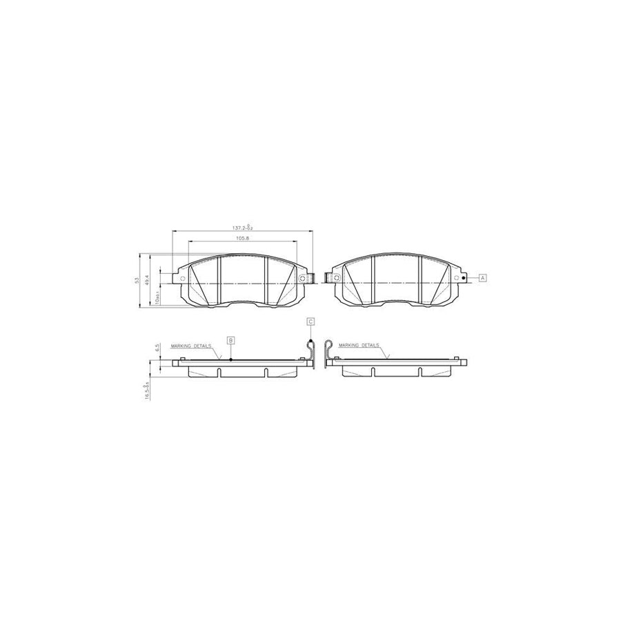 Bosch 0986Tb3140 Brake Pad Set For Nissan Juke F15 Excl Wear Warning Contact