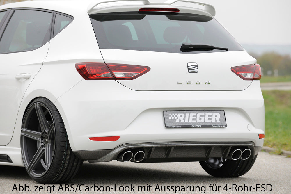 Rieger 00088069 SEAT 5F Leon Rear Diffuser for Twin Tailpipe Centre - Glossy Black