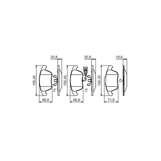 Bosch 0986495464 Brake Pad Set With Integrated Wear Sensor BP2096