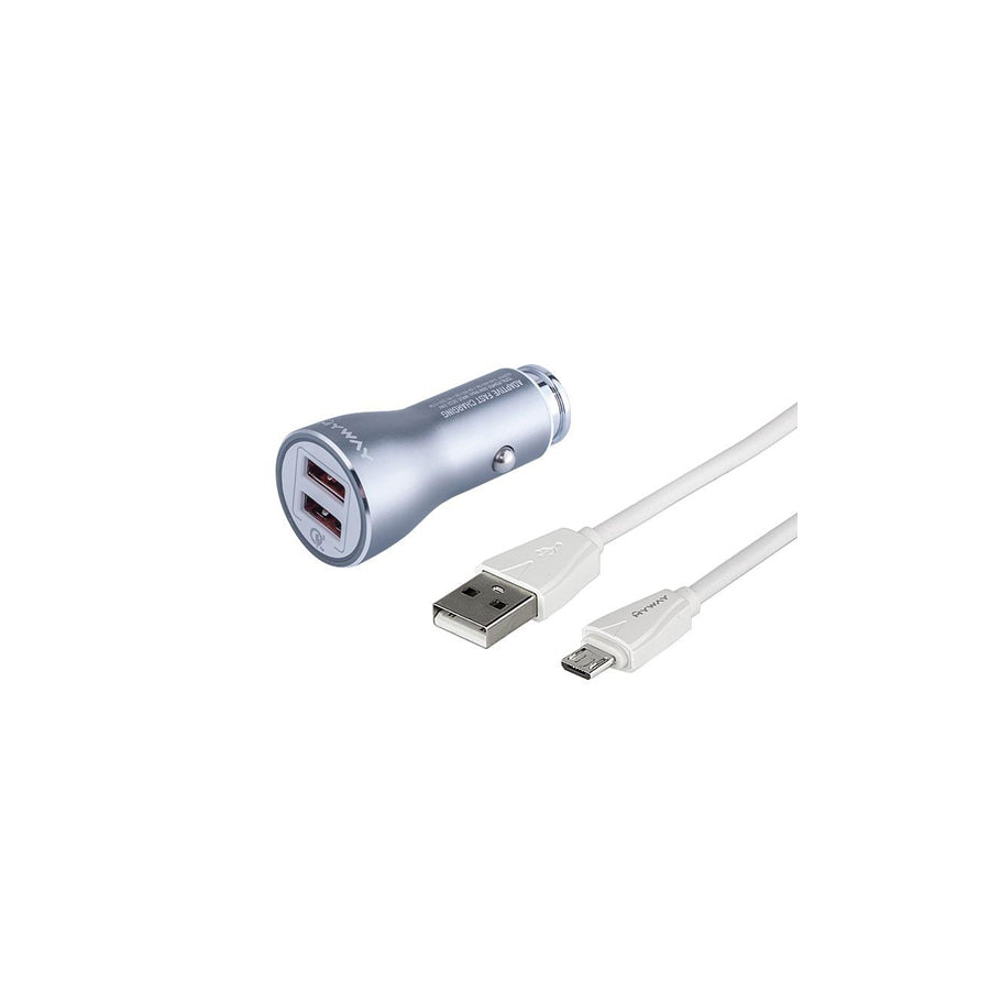 CARMOTION 63006 In-car charger 1m, Number of inlets/outlets: 2, with USB cable, micro USB, Grey