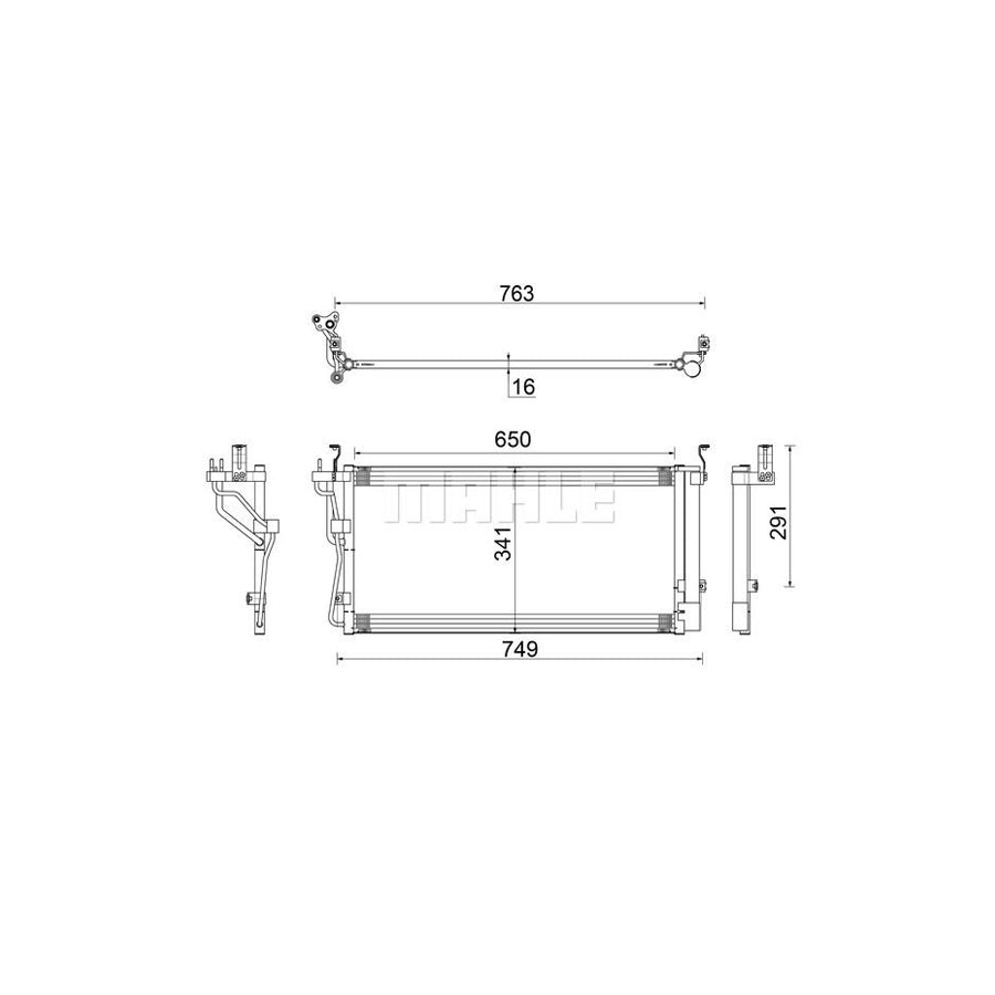 MAHLE ORIGINAL AC 493 000S Air conditioning condenser with dryer