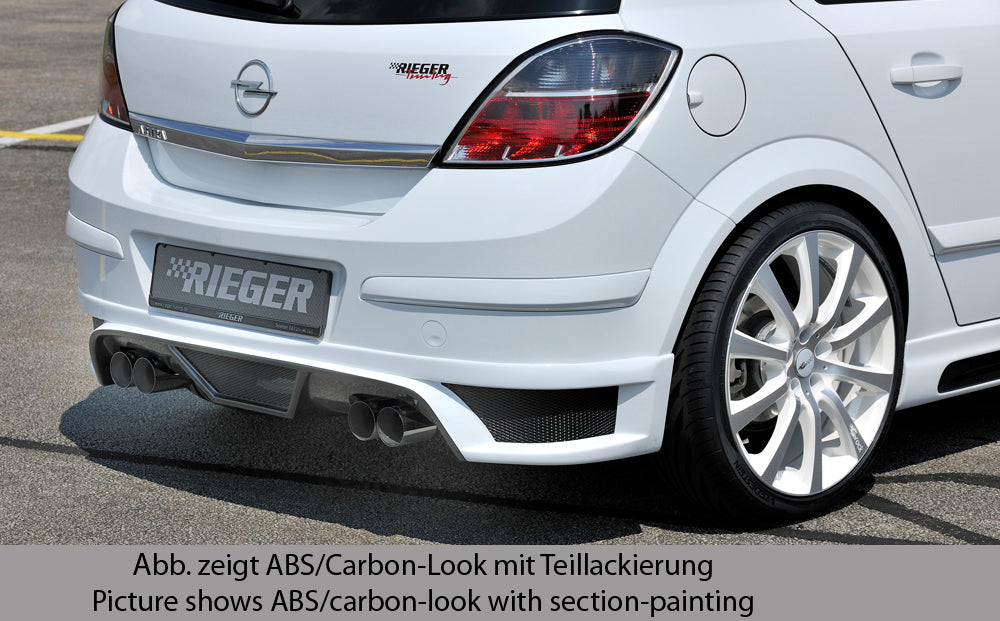 Rieger 00099325 Opel Astra H Rear Diffuser for Twin Tailpipe Left & Right - Carbon-Look