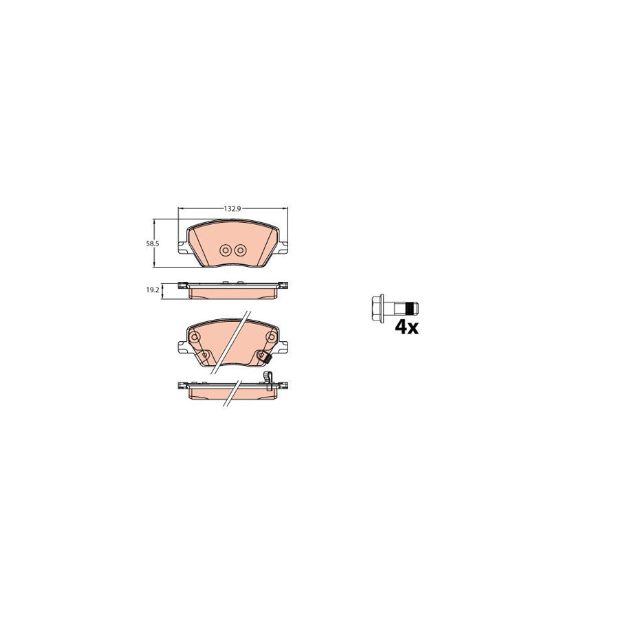 TRW Gdb2151 Brake Pad Set For Fiat Tipo With Acoustic Wear Warning With Brake Caliper Screws