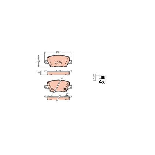 TRW Gdb2151 Brake Pad Set For Fiat Tipo With Acoustic Wear Warning With Brake Caliper Screws