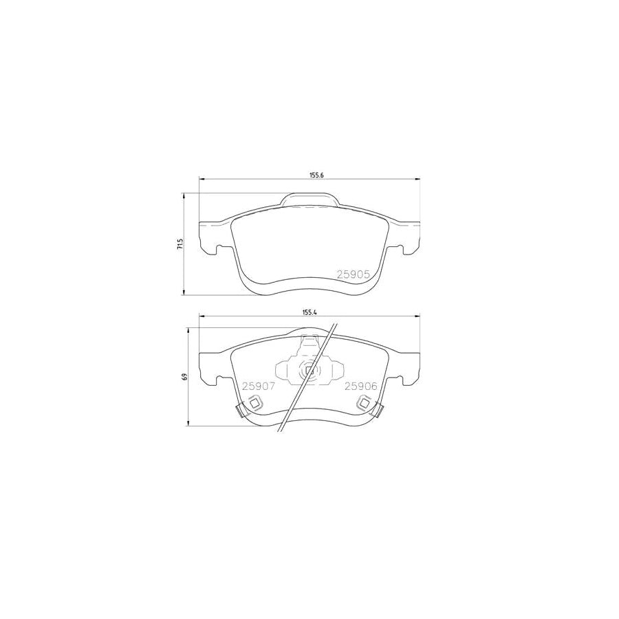Brembo P 23 167 Brake Pad Set For Fiat 500L 351 352 With Acoustic Wear Warning
