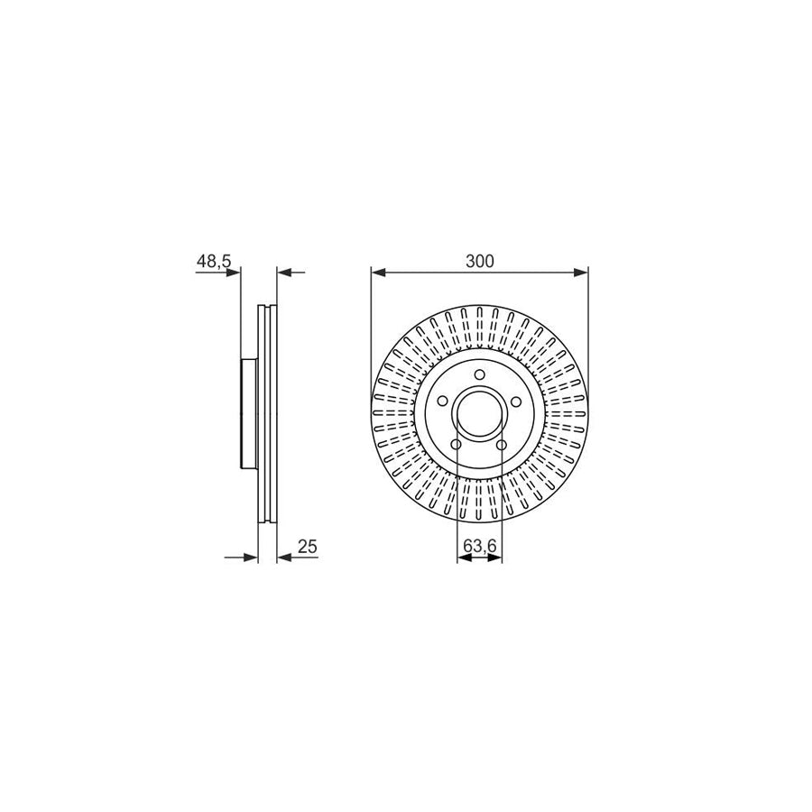 BOSCH 0 986 479 956 Brake Disc Vented Oiled