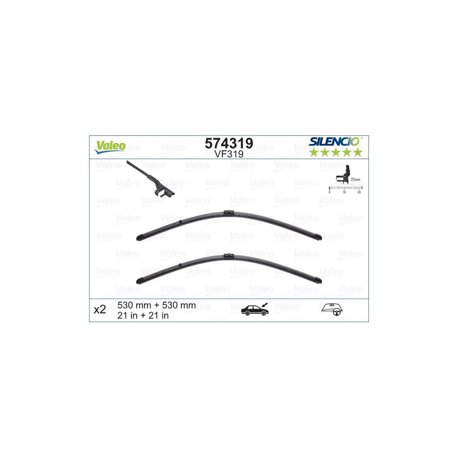 Valeo Silencio Flat Blade Set, Silencio X.Trm 574319 Wiper Blade | Duco Car Parts UK Car Parts