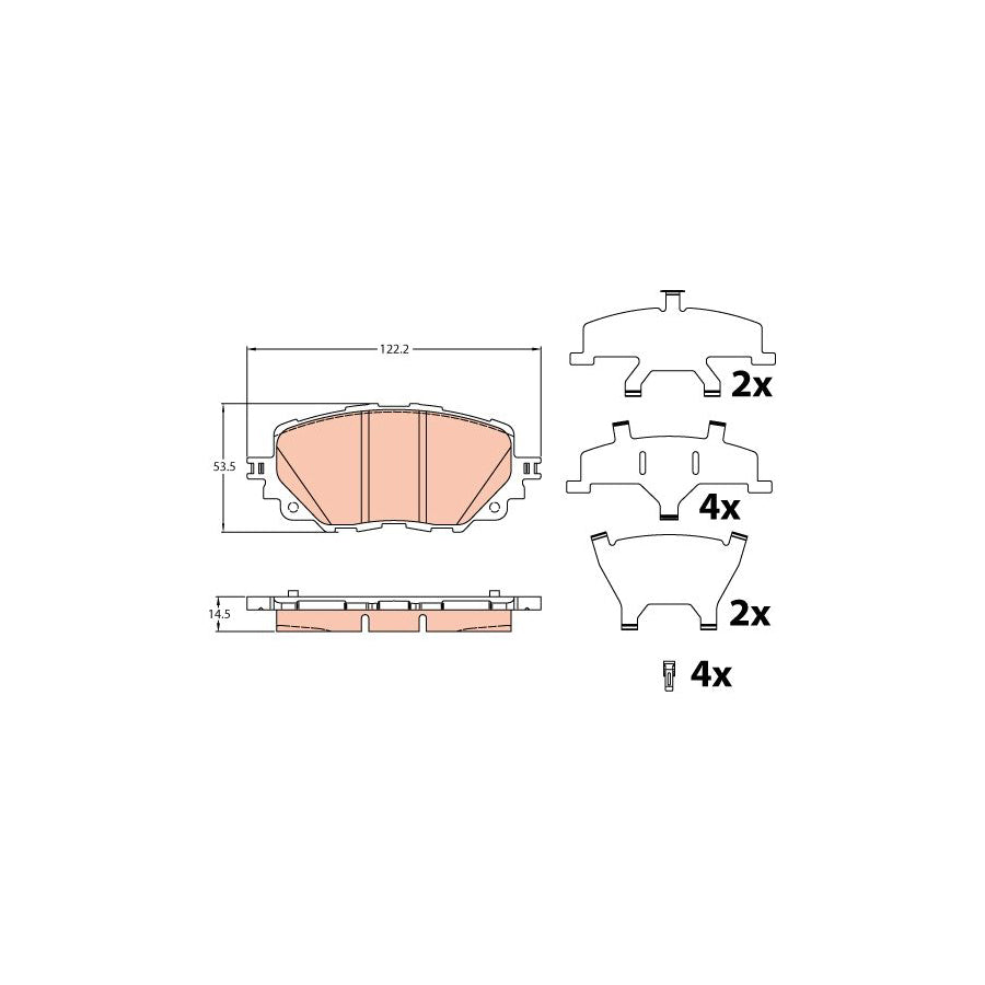 TRW Gdb2200 Brake Pad Set With Acoustic Wear Warning With Accessories