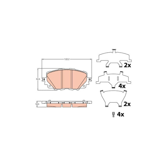 TRW Gdb2200 Brake Pad Set With Acoustic Wear Warning With Accessories