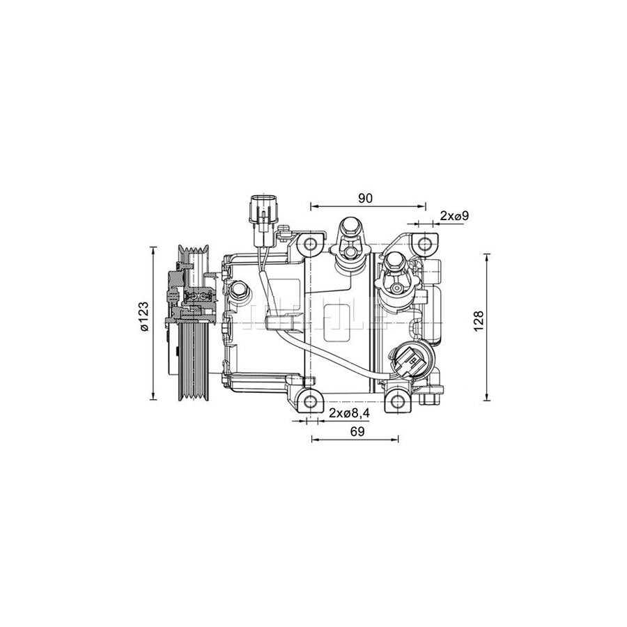 MAHLE ORIGINAL ACP 1465 000P Compressor, air conditioning for HYUNDAI i20 PAG 46 YF, Refrigerant: R 1234yf, R 134a