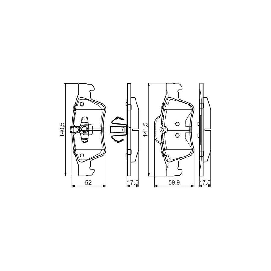 Bosch 0986495438 Brake Pad Set Excl Wear Warning Contact With Anti Squeak Plate With Mounting Manual With Piston Clip BP2070