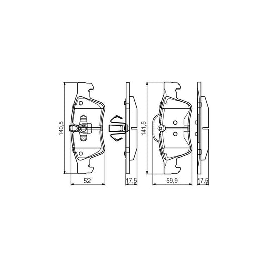 Bosch 0986495438 Brake Pad Set Excl Wear Warning Contact With Anti Squeak Plate With Mounting Manual With Piston Clip BP2070