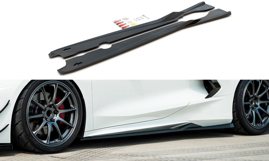 Maxton Design CH-CO-C8-SD2T Side Skirts Diffusers Chevrolet Corvette C8 | Duco Car Parts UK Car Parts