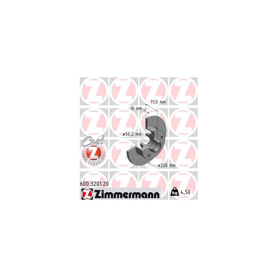 ZIMmERMANN COAT Z 600 3201 20 Brake Disc Solid Coated without ABS sensor ring without wheel bearing