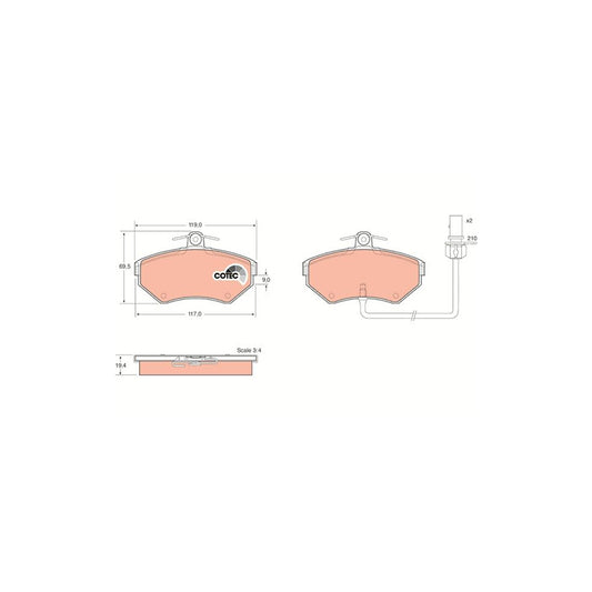 TRW Cotec Gdb1366 Brake Pad Set Incl Wear Warning Contact