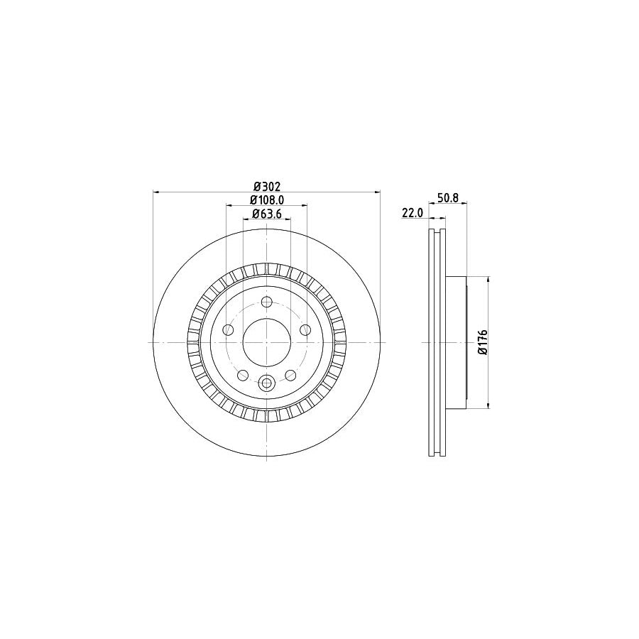 HELLA PRO 8DD 355 116 191 Brake Disc for VOLVO XC60 I 156 Externally Vented Coated without wheel hub without wheel studs