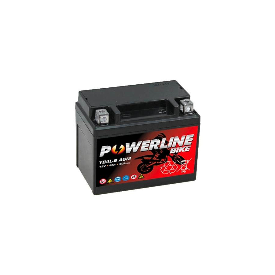 Powerline YB4L-B AGM Motorcycle Battery 12V 4Ah