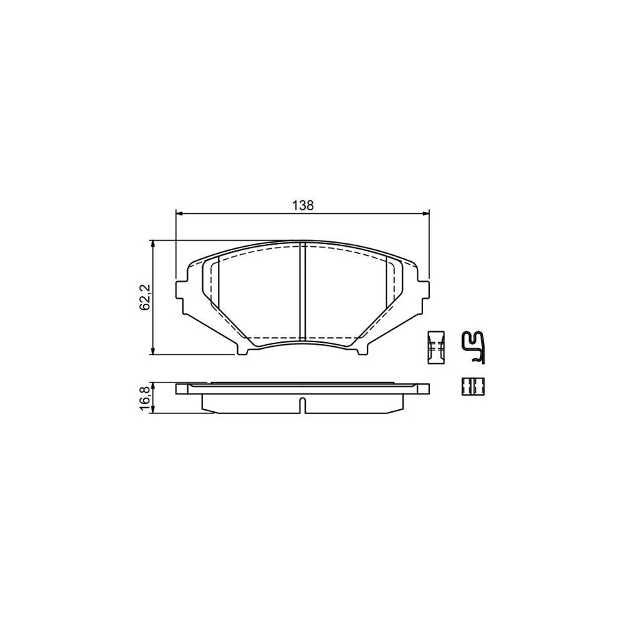 Bosch 0986494220 Brake Pad Set For Mazda Rx 8 Se Fe With Acoustic Wear Warning With Anti Squeak Plate With Mounting Manual BP1156