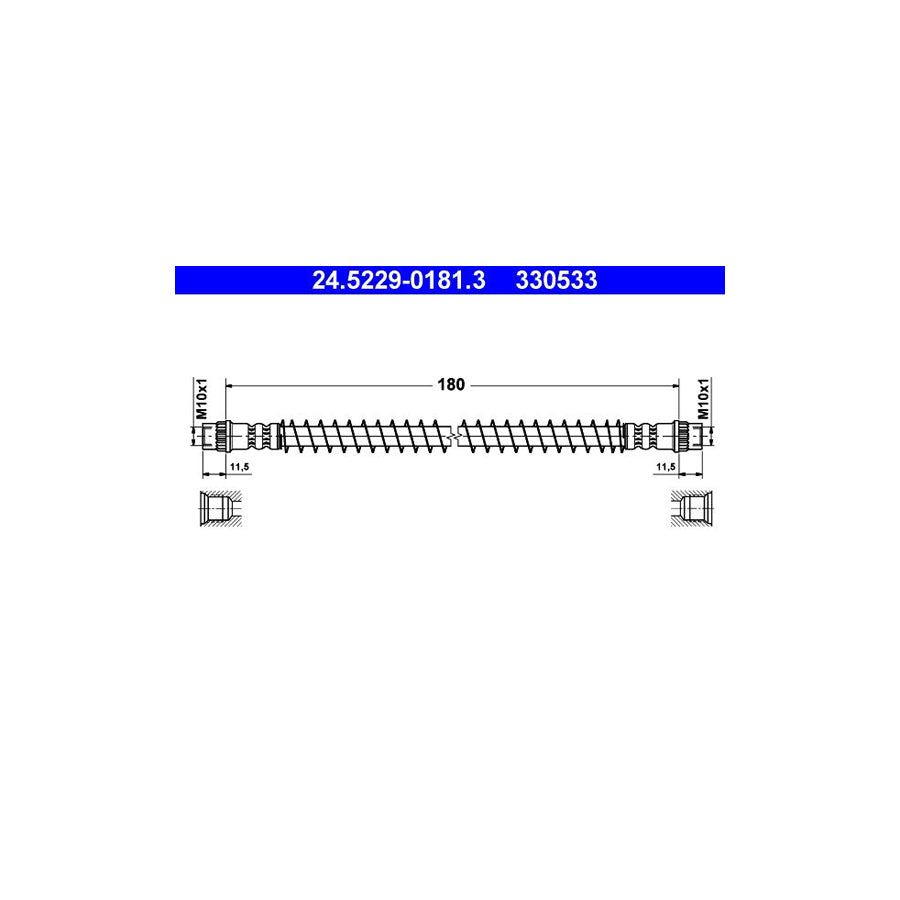 ATE 24 5229 0181 3 Brake Hose 180Mm