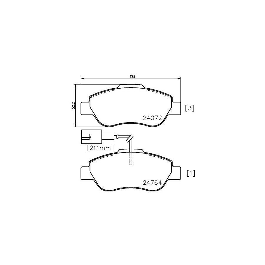 Hella 8DB 355 014 471 Brake Pad Set Incl Wear Warning Contact With Accessories