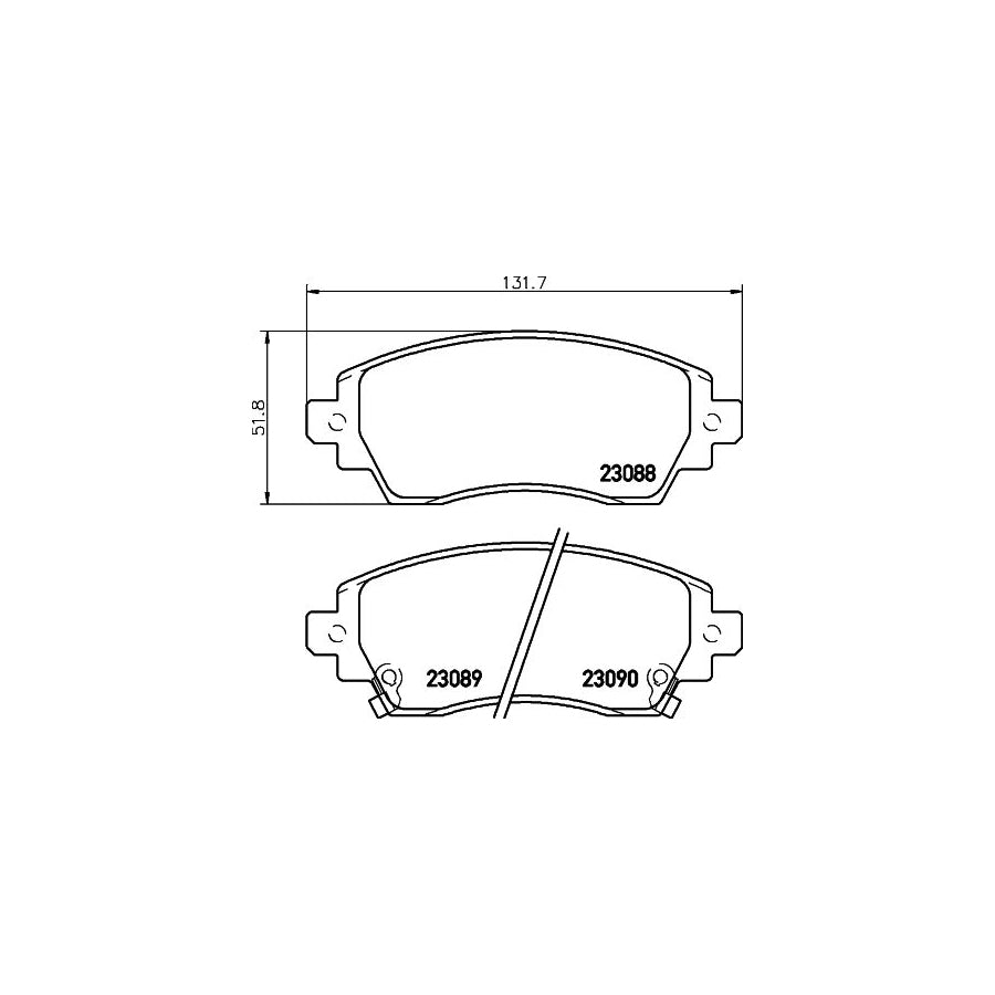 Hella 8DB 355 017 101 Brake Pad Set For Toyota Corolla Viii Liftback E110 With Acoustic Wear Warning