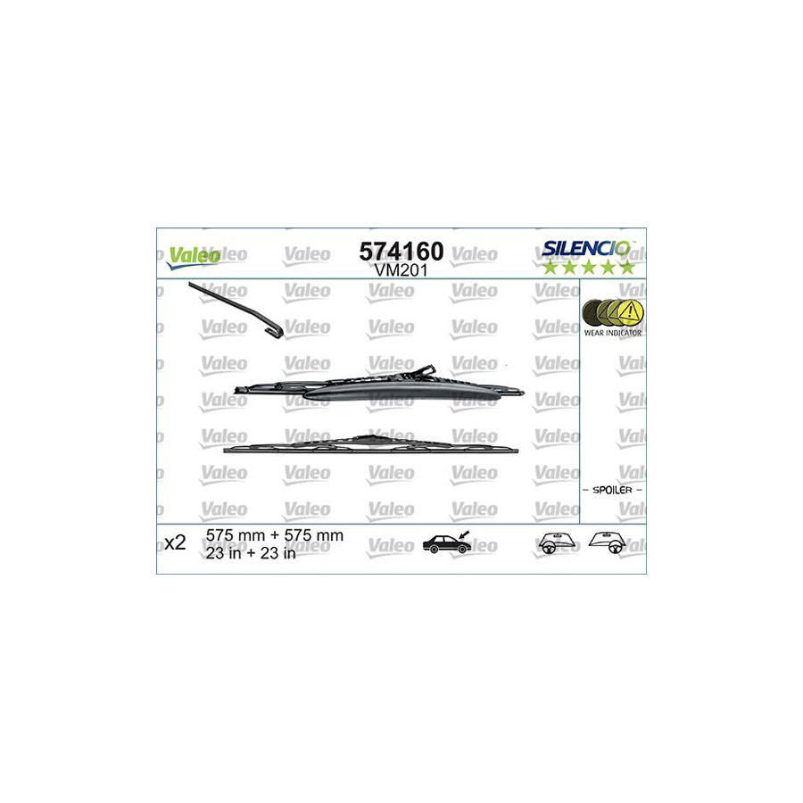 Valeo Silencio Conventional Set, Silencio Performance 574160 Wiper Blade For Saab 9-5 | Duco Car Parts UK Car Parts
