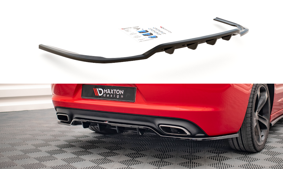 Maxton Design DO-CH-2-RT-RD1T+RD2T Central Rear Splitter (With Vertical Bars) Dodge Charger RT MK7 Facelift | Duco Car Parts UK Car Parts