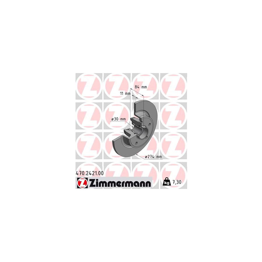 ZIMmERMANN 470 2421 00 Brake Disc Solid with ABS sensor ring with wheel bearing