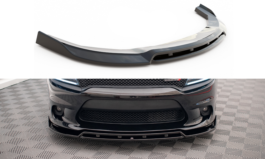 Maxton Design DO-CH-2-SRT-FD1T+FD1RT Front Splitter V.1 Dodge Charger SRT MK7 Facelift | Duco Car Parts UK Car Parts