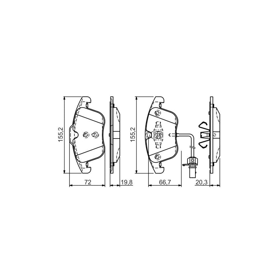 Bosch 0986Tb3164 Brake Pad Set Incl Wear Warning Contact With Integrated Wear Sensor