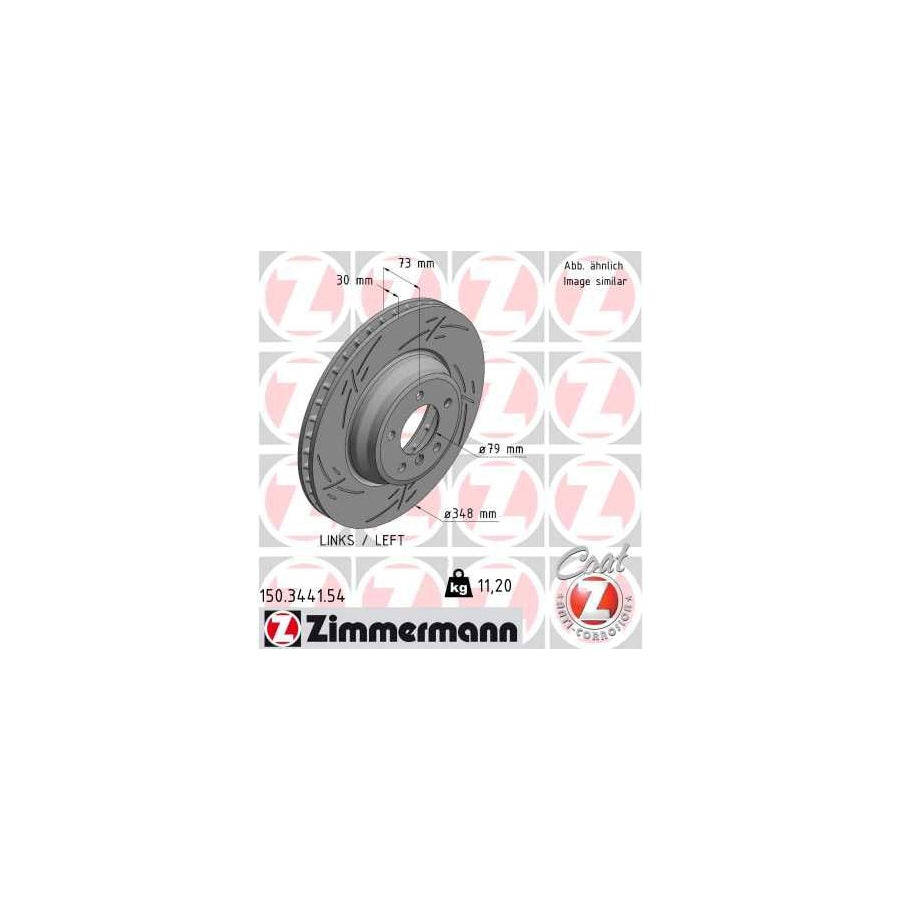 ZIMmERMANN BLACK Z 150 3441 54 Brake Disc Internally Vented Slotted Coated High carbon