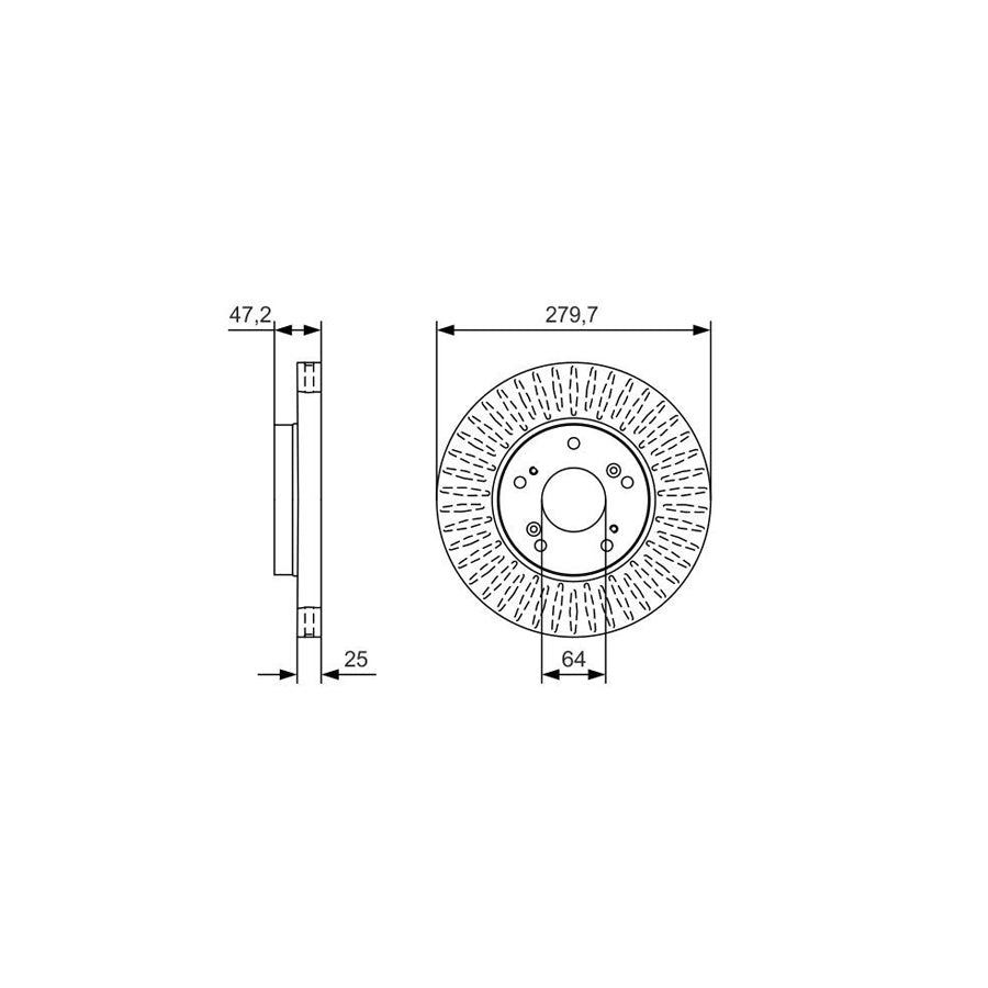 BOSCH 0 986 479 B01 Brake Disc for HONDA CIVIC Vented Oiled