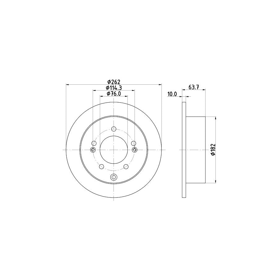 HELLA 8DD 355 125 301 Brake Disc PRO Solid Coated without wheel hub without wheel studs
