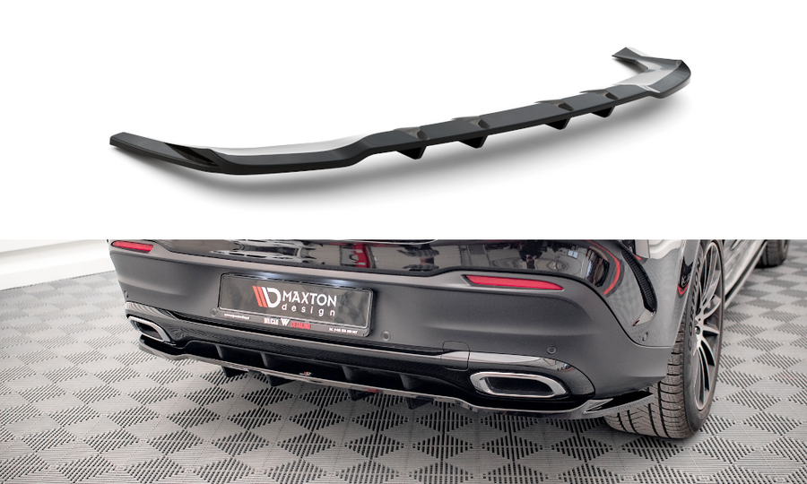 Maxton Design ME-GLE-C167-AMGLINE-RD1T+RD2T Central Rear Splitter (with Vertical Bars) Mercedes Benz GLE Coupe AMG-Line C167 | Duco Car Parts UK Car Parts