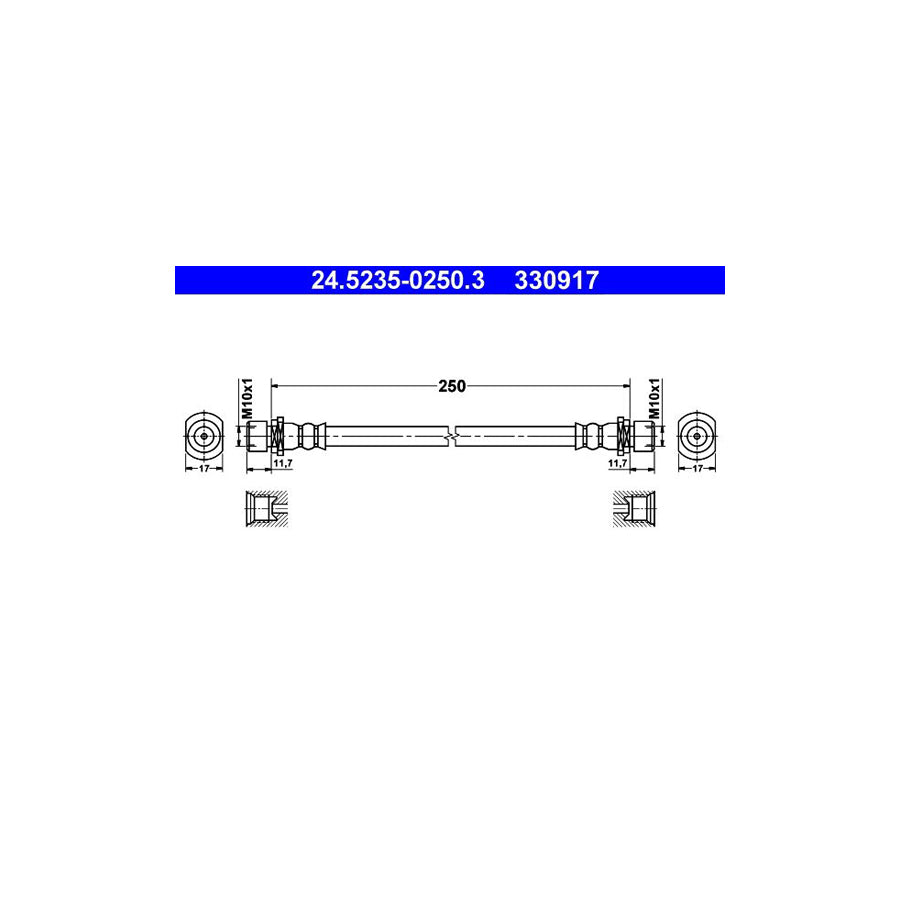 ATE 24 5235 0250 3 Brake Hose 250Mm