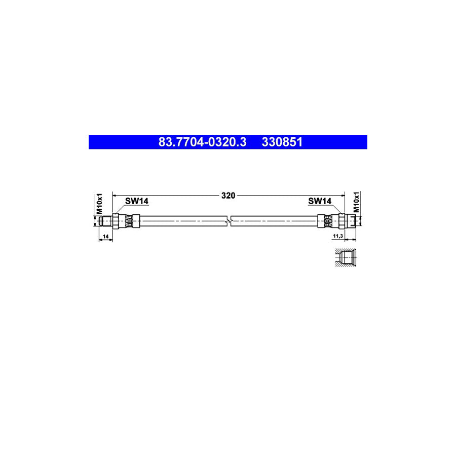 ATE 83 7704 0320 3 Brake Hose 320Mm M10X1 