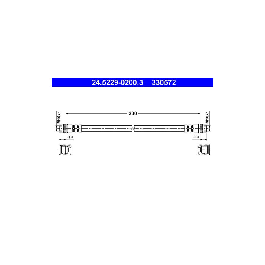 ATE 24 5229 0200 3 Brake Hose 200Mm