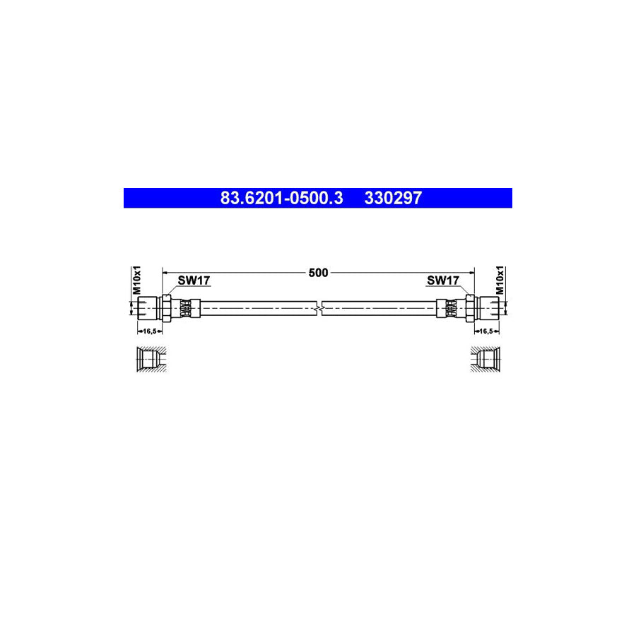 ATE 83 6201 0500 3 Brake Hose