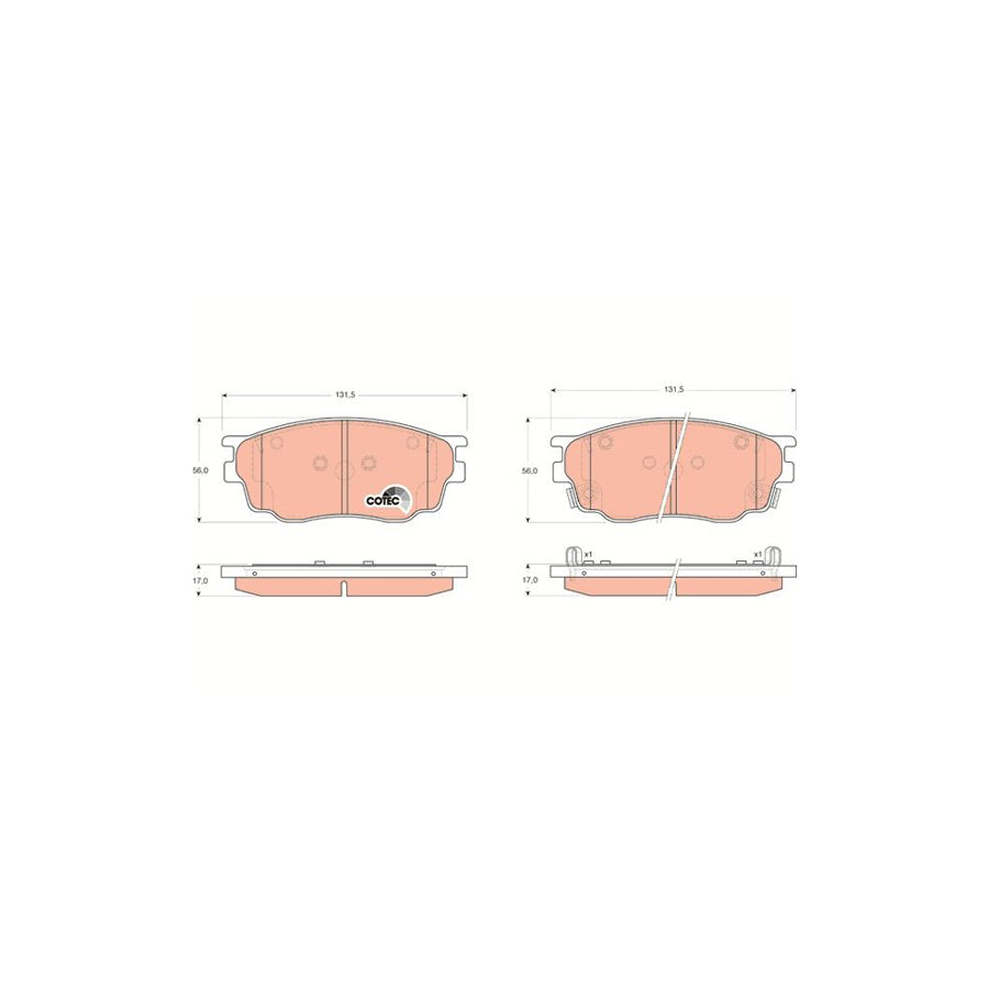TRW Cotec Gdb3309 Brake Pad Set For Mazda 6 With Acoustic Wear Warning